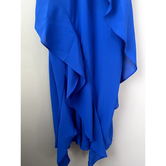 $238 New Amanda Uprichard Cantara Midi Dress Blue SZ S spaghetti straps ruffles - Picture 4 of 7